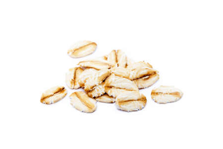 Pile of healthy oatmeal isolated on white backgroundの写真素材