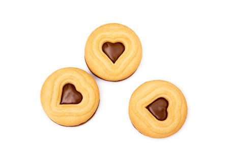 Chocolate heart isolated on a white backgroundの写真素材