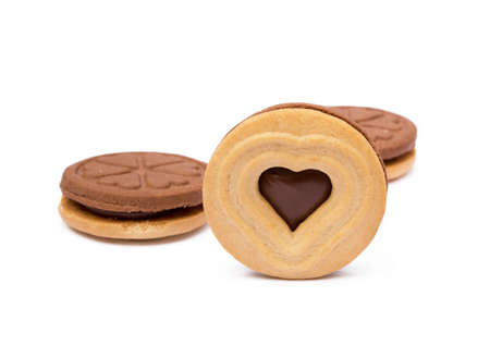 Chocolate heart isolated on a white backgroundの写真素材