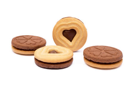 Chocolate heart isolated on white backgroundの写真素材