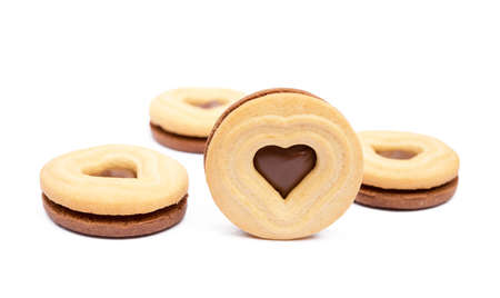 Chocolate heart isolated on a white backgroundの写真素材