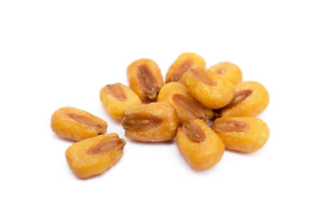 Salted roasted corn isolated on white backgroundの写真素材