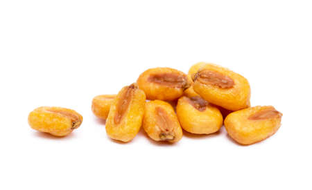 Salted roasted corn isolated on white backgroundの写真素材