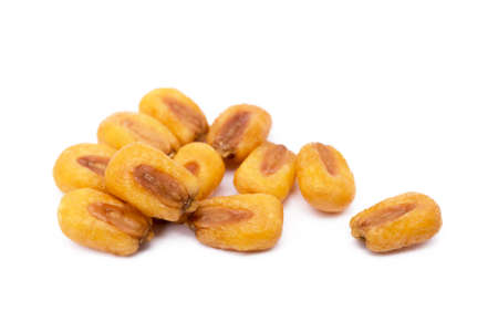 Salted roasted corn isolated on white backgroundの写真素材