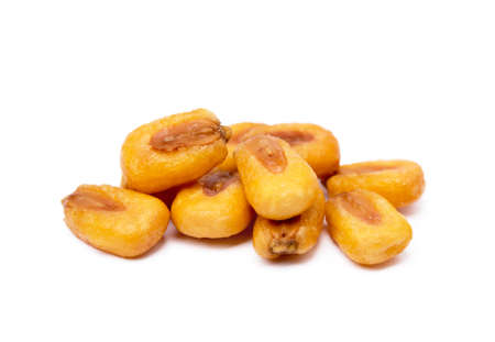 Salted roasted corn isolated on white backgroundの写真素材