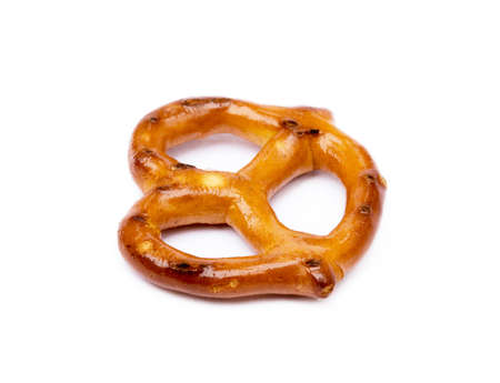 Salt cracker pretzel isolated on white backgroundの写真素材