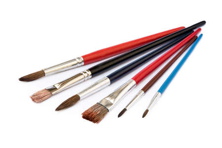 Set of paint brushes isolated on white backgroundの写真素材