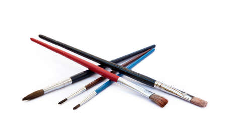 Set of paint brushes isolated on white backgroundの写真素材