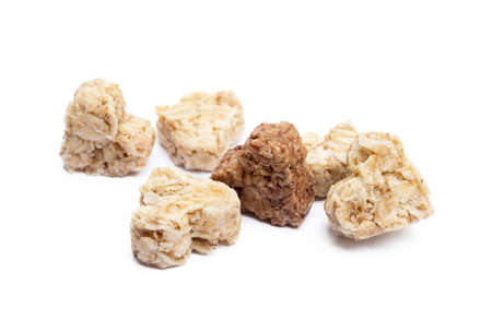 Oatmeal heart dessert isolated on white backgroundの写真素材