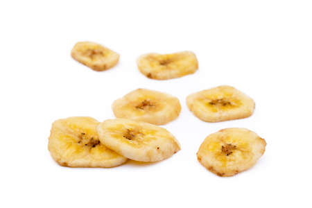 Dried banana isolated on white backgroundの写真素材