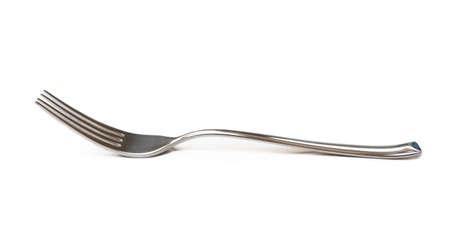 Glossy cutlery, fork isolated on white backgroundの写真素材