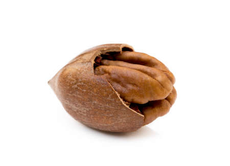 Fresh pecan nuts isolated on white background
