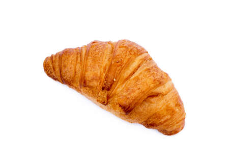 Fresh buttery croissant isolated on white backgroundの写真素材