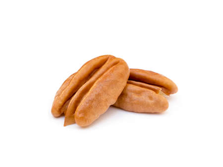Fresh pecan nuts isolated on white background