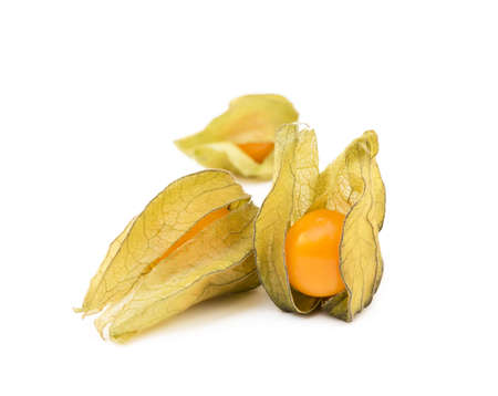 Healthy Cape Gooseberry (Physalis) isolated on white backgroundの写真素材