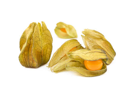 Healthy Cape Gooseberry (Physalis) isolated on white backgroundの写真素材