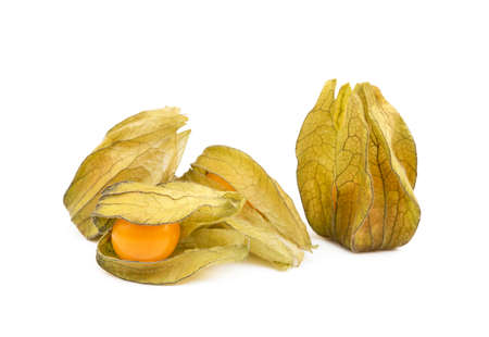 Healthy Cape Gooseberry (Physalis) isolated on white backgroundの写真素材