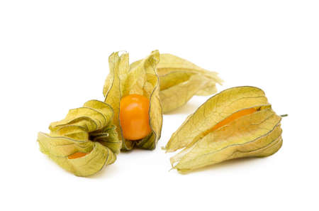 Healthy Cape Gooseberry (Physalis) isolated on white backgroundの写真素材