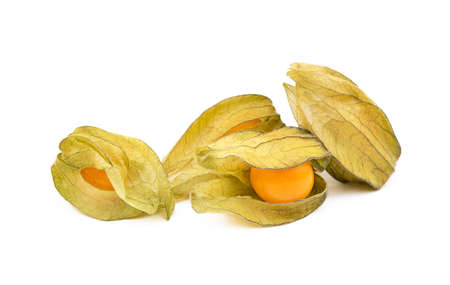 Healthy Cape Gooseberry (Physalis) isolated on white backgroundの写真素材