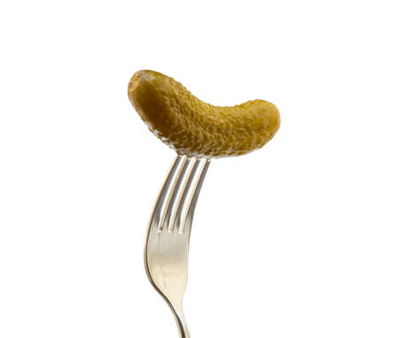 Pickled sour cucumber on a white background