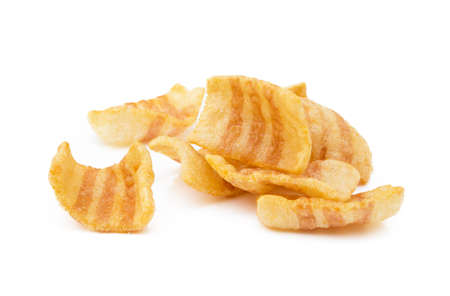 Fried wheat potato snack isolated on white backgroundの写真素材
