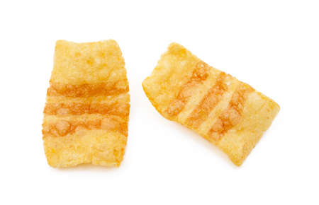 Fried wheat potato snack isolated on white backgroundの写真素材