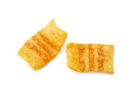 Fried wheat-potato snack isolated on white backgroundの写真素材