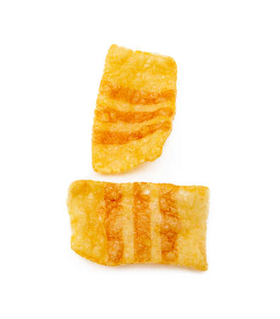 Fried wheat-potato snack isolated on white backgroundの写真素材