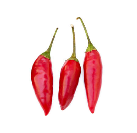 Red hot peppers isolated on white backgroundの写真素材