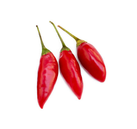 Red hot peppers isolated on white backgroundの写真素材