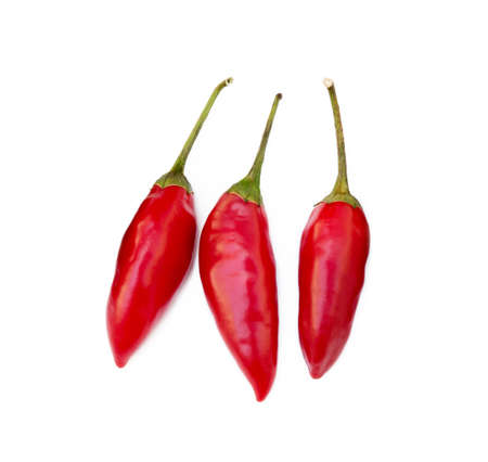 Red hot peppers isolated on white backgroundの写真素材
