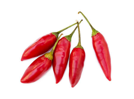 Red hot peppers isolated on white backgroundの写真素材