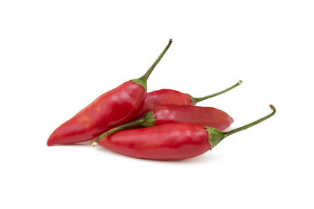 Red hot peppers isolated on white backgroundの写真素材