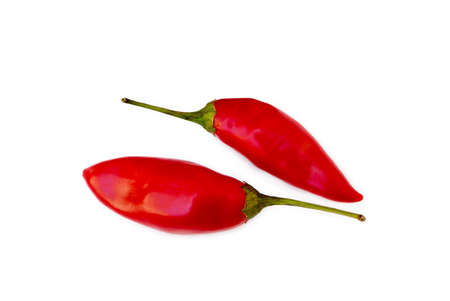 Red hot peppers isolated on white backgroundの写真素材