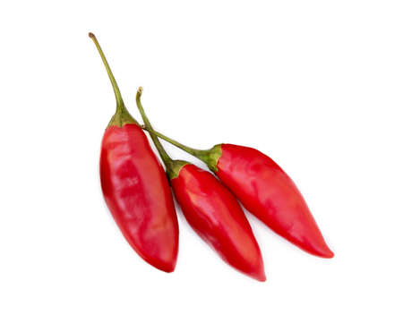 Red hot peppers isolated on white backgroundの写真素材