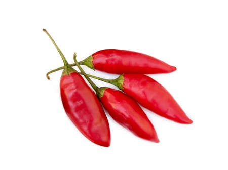 Red hot peppers isolated on white backgroundの写真素材