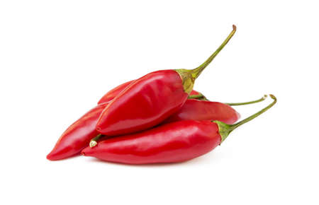 Red hot peppers isolated on white backgroundの写真素材