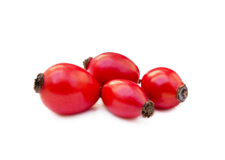Ripe rose hip isolated on white backgroundの写真素材