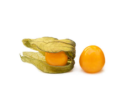 Healthy Cape Gooseberry (Physalis) isolated on white backgroundの写真素材