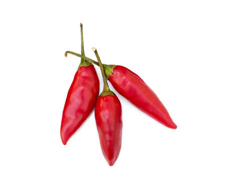 Red hot peppers isolated on white backgroundの写真素材