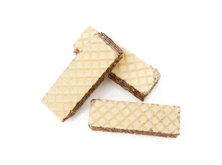 Crispy wafers isolated on white backgroundの写真素材