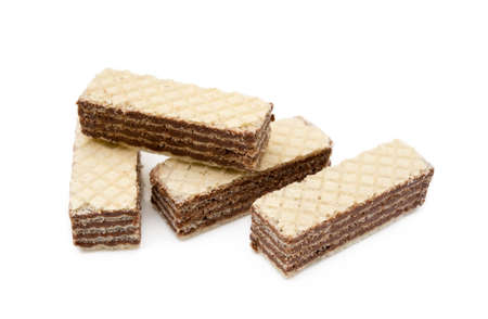 Crispy wafers isolated on white backgroundの写真素材