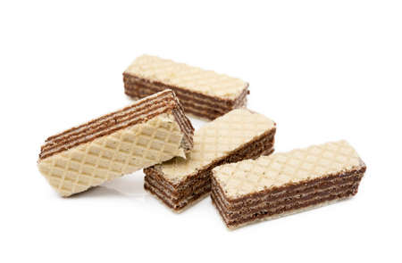 Crispy wafers isolated on white backgroundの写真素材