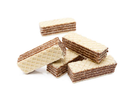 Crispy wafers isolated on white backgroundの写真素材