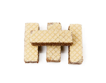 Crispy wafers isolated on white backgroundの写真素材