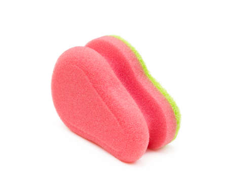 Sponge for dishes isolated on white backgroundの写真素材