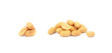 Fresh peanuts isolated on a white backgroundの写真素材