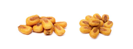 Salted roasted corn isolated on white backgroundの写真素材