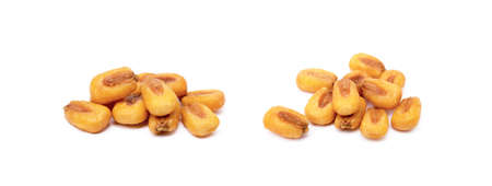 Salted roasted corn isolated on white backgroundの写真素材