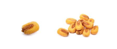 Salted roasted corn isolated on white backgroundの写真素材